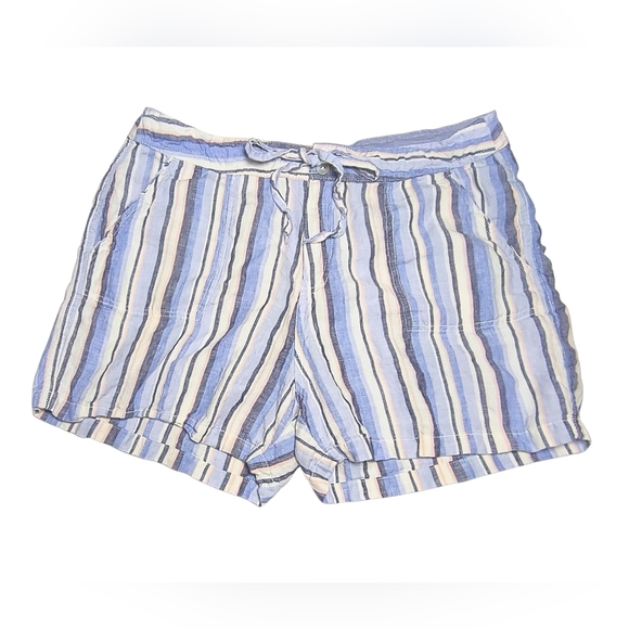 Artisan Ny Striped 100% Linen Nautical Vacation Shorts in Blue&White 14 - Picture 9 of 9